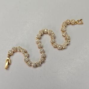 Gold Crystal Cluster Tennis Bracelet